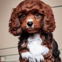 Brown And White Cute Cavapoo Close Up