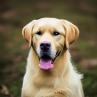 Happy Goldador dog posing for a photo