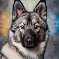 Norwegian Elkhound Dog Portrait 14